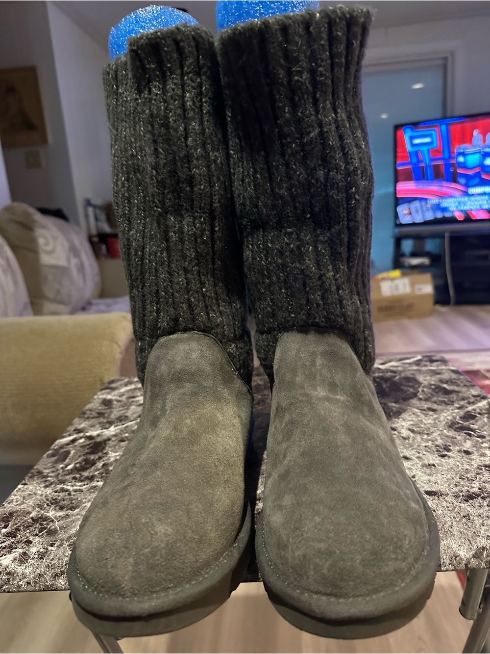 UGG  Dark Gray Knit Cuff Boot